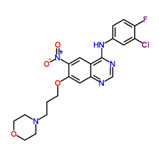 N- (3- 클로로 -4- 플루오로 페닐) -7- (3- 모르 폴린 -4- 일 프로 폭시) -6- 니트로 퀴나 졸린 -4- 아민