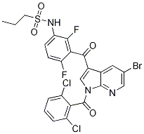 N- [3- [5- 브로 모 -1- (2,6- 디클로로 벤조일) 피 롤로 [2,3-b] 피리딘 -3- 카르 보닐] -2,4- 디 플루오로 페닐] 프로판 -1- 술폰 아미드